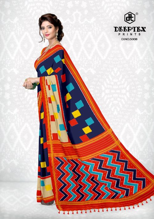 Deeptex Ikkat Special 5 Cotton Printed Regular Wear Fancy Saree Collection